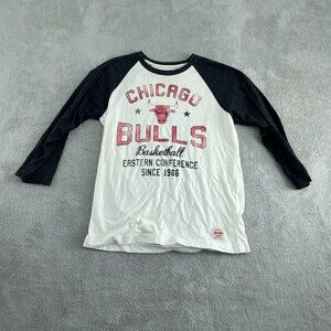 Chicago Bulls Raglan 3/4 Sleeve T-Shirt Sportiqe M White & Black 0695